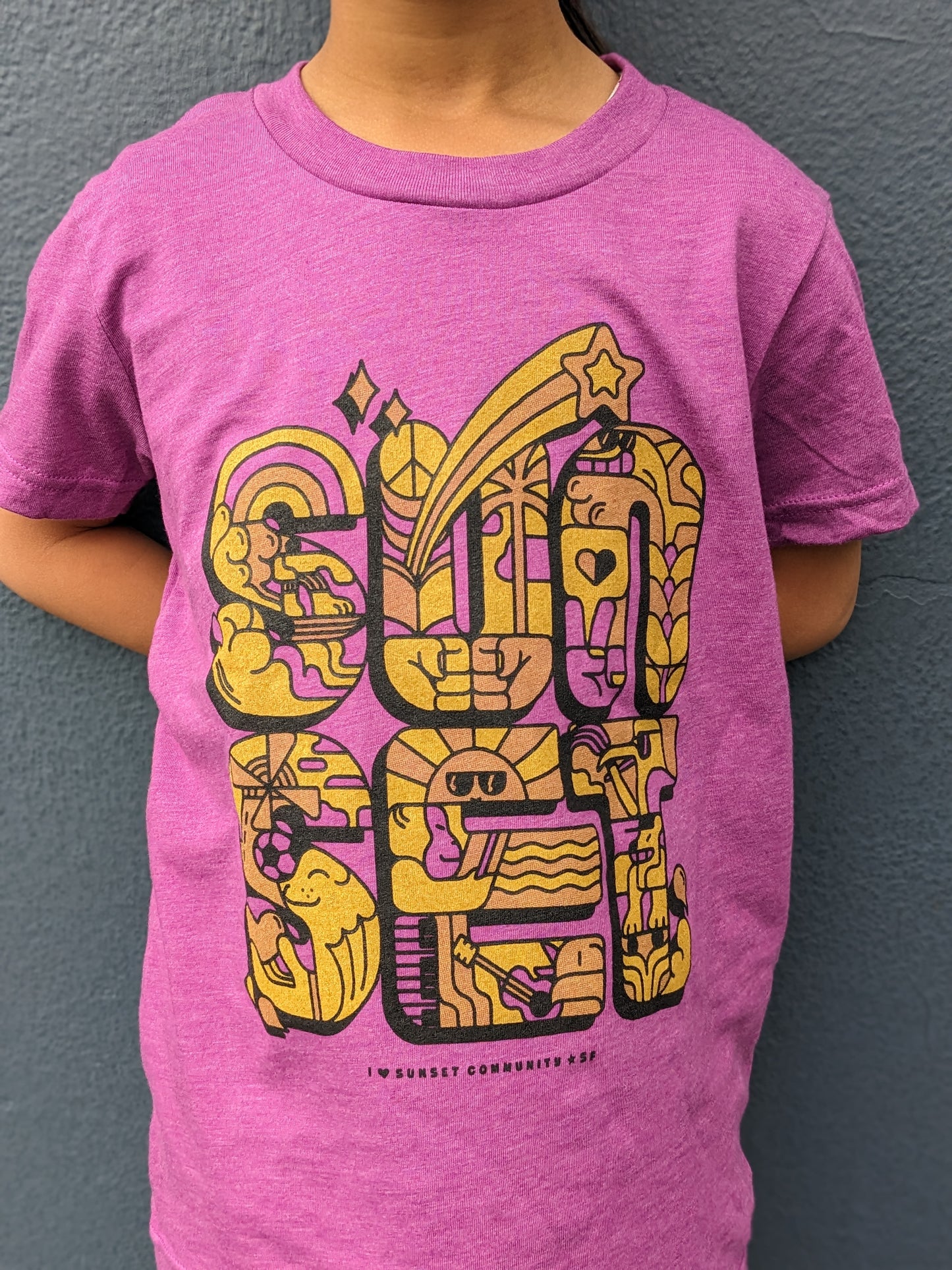 Sunset Youth Community T-Shirt in Heather Magenta (Purple)