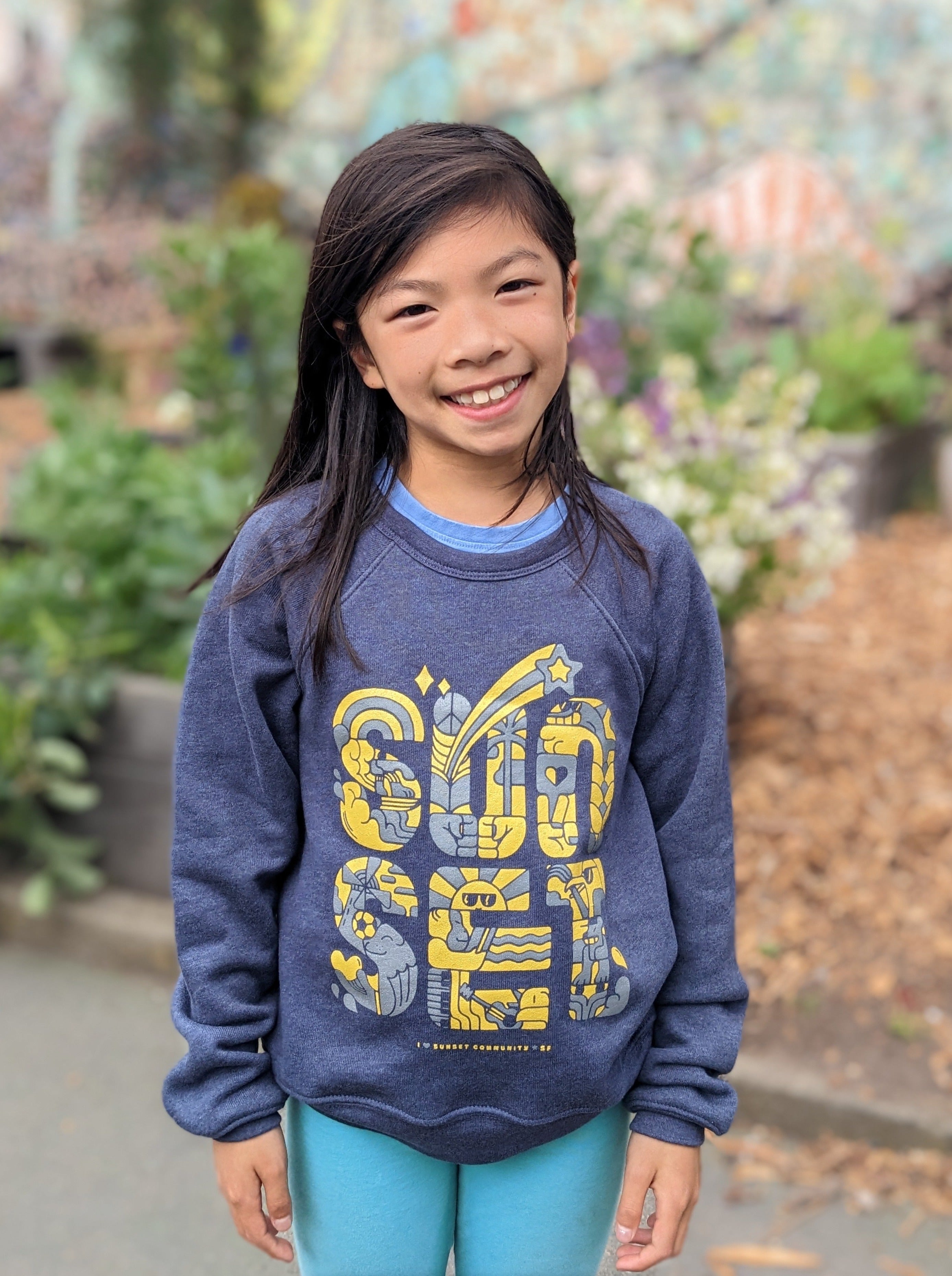 Sunset Youth Community Crewneck Sweatshirt in Heather Blue – sunset-pta