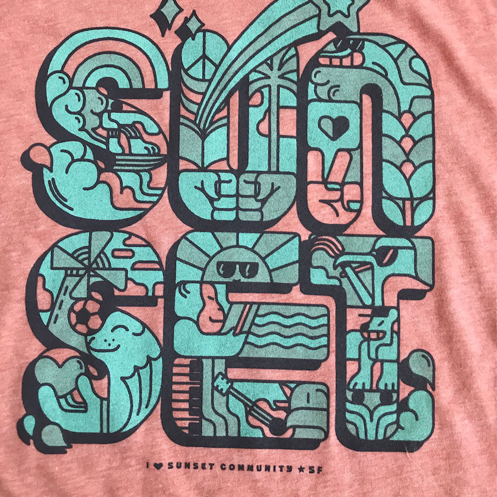 Sunset Adult Community T-Shirt in Heather Sunset