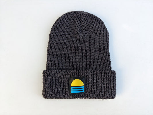 Adult Sunset Waffle Cuffed Beanie in Heather Charcoal