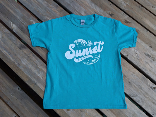 New! Youth Sunset Wave T-shirt in Jade Dome (Green)