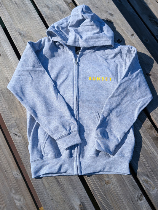 Sunset Shield Zip Hoodie in Grey