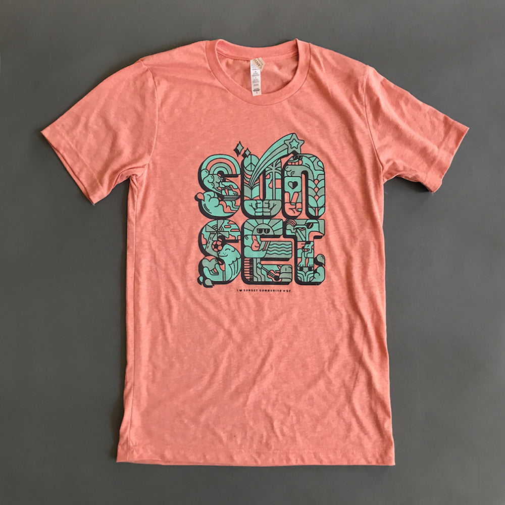 Sunset Adult Community T-Shirt in Heather Sunset